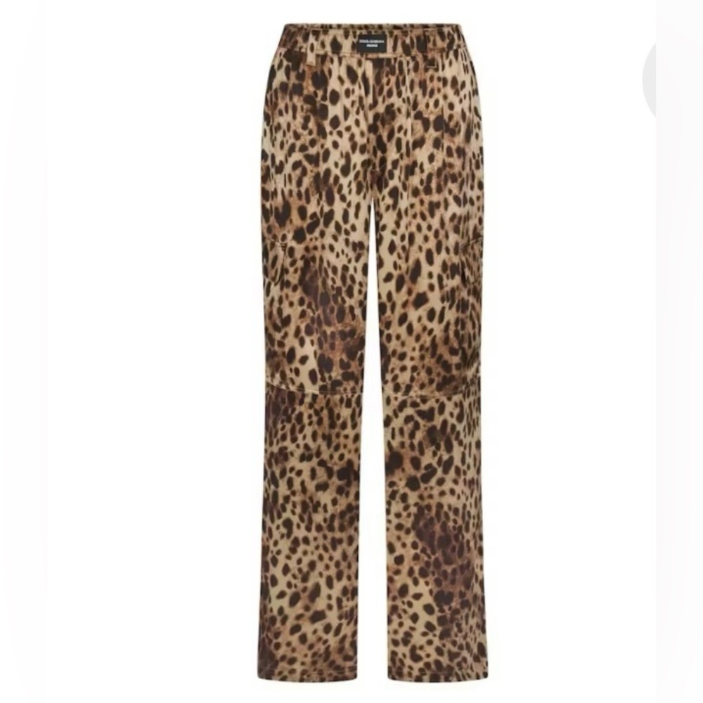 Dolce & Gabbana x SKIMS Leopard Print Silk Cargo Pants, NWT